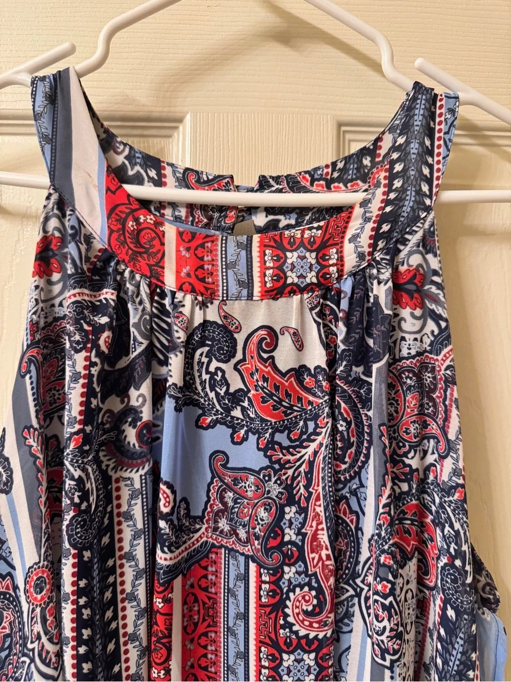 Avenue Navy, Light Blue & Red Paisley Tank Top - Picture 2 of 8